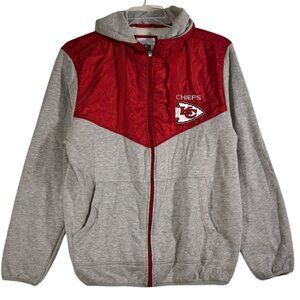 KC Chiefs NFL Zip Front Jacket Mens Size L Large Red Gray